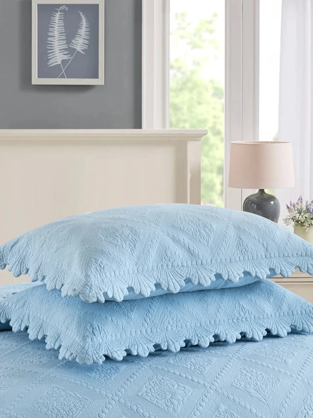 3 PIECE 100% COTTON OVERSIZED LIGHTWEIGHT QUILT BEDSPREAD SET